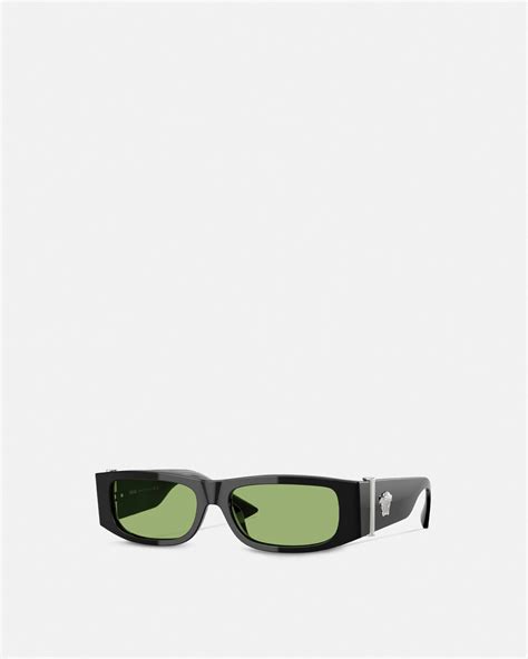 Medusa Glam Rectangular Sunglasses Green,Black 